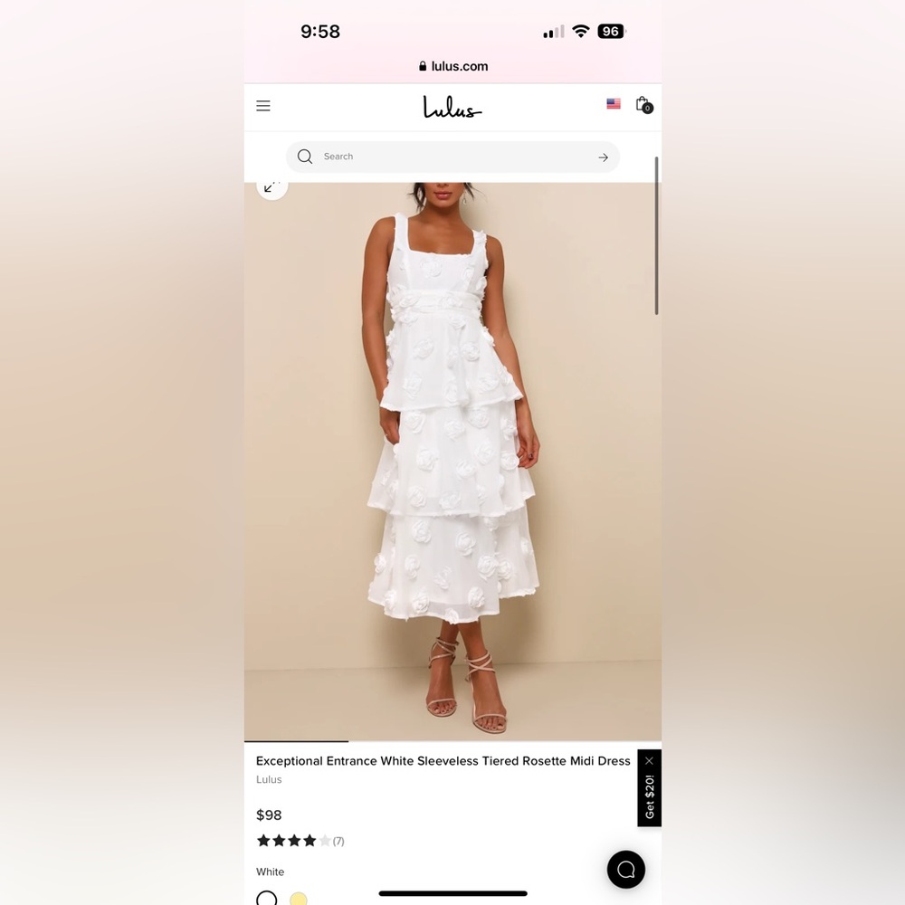Lulus white floral bridal dress